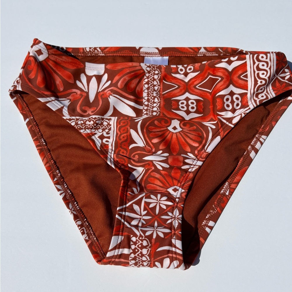 Shade & Shore Orange and White Bikini Bottom